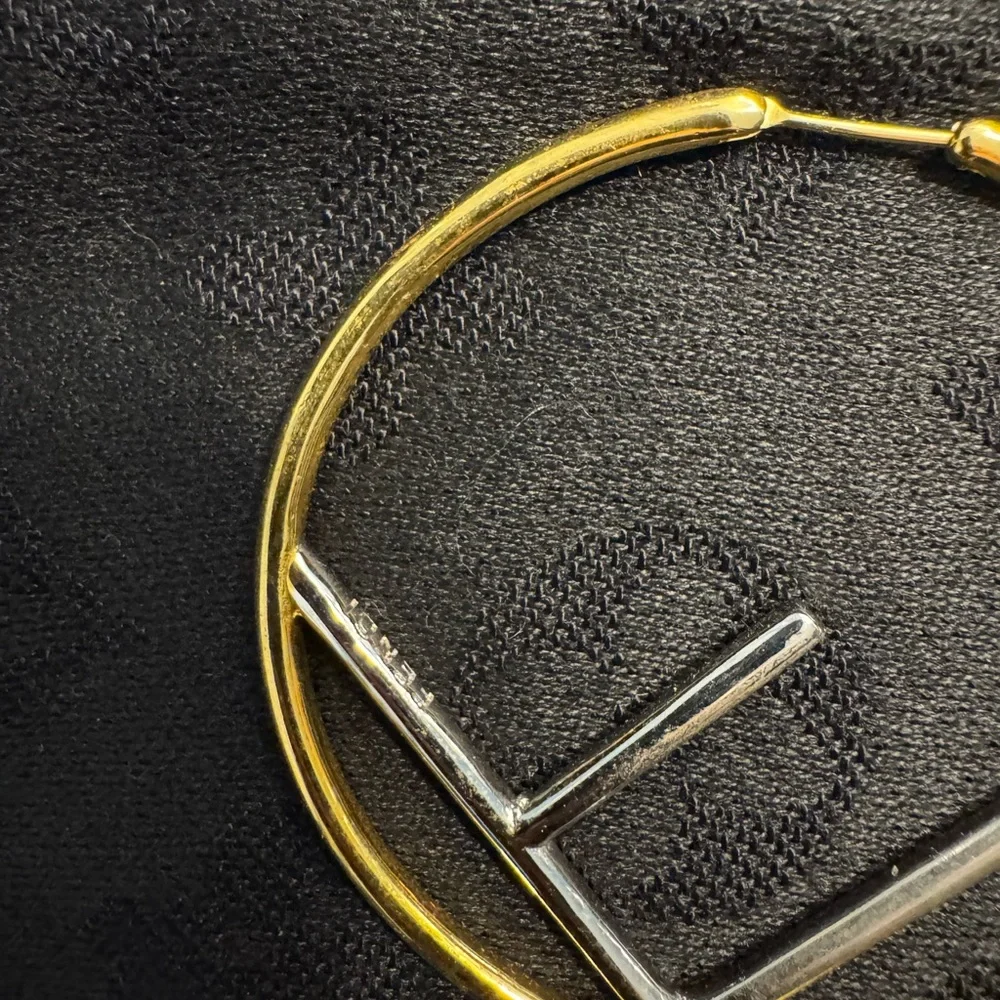 Fendi FF Gold and Silver Hoop Earrings - Picture 3 of 7